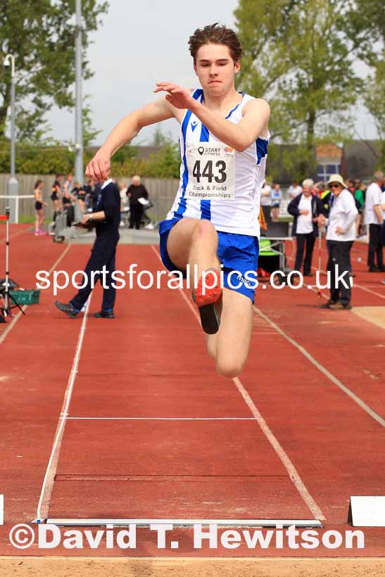 Mens Under-17s Long Jump, 2023 North Eastern Track and Field Champs., Middlesbrough Sports Village, Middlesbrough. Photo: David T. Hewitson/Sports for All Pics
